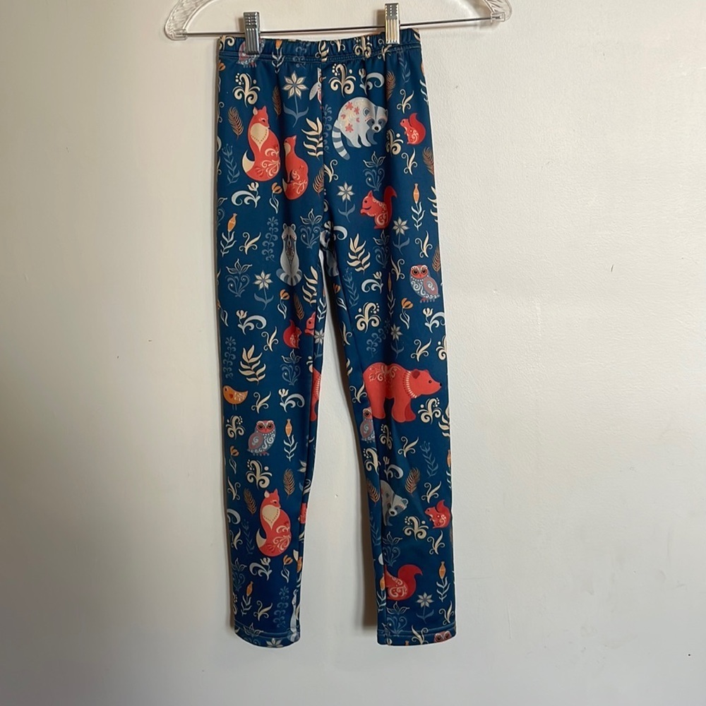 PIXIE Girl winter forest animal fleece-lined leggings, 10/12